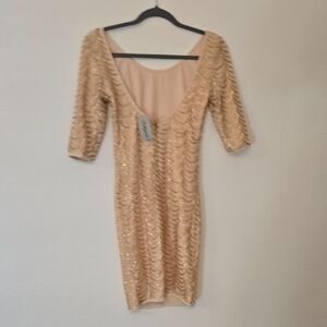 Soieblu Blush and Gold Scalloped Dress